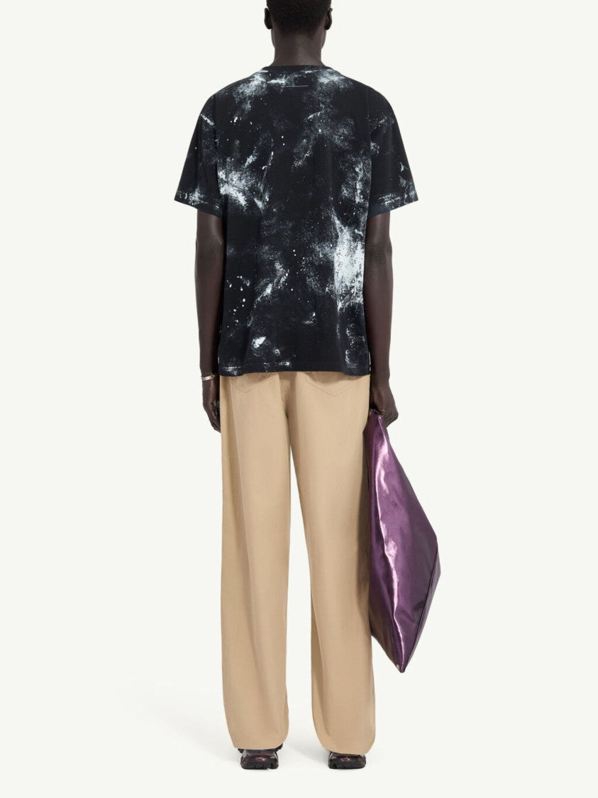 Mm6 By Maison Margiela Black Irregular All-Over Paint Cotton T-Shirt