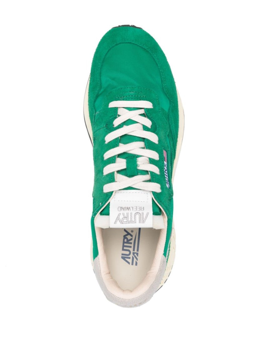 Autry Sporty Green Suede And Fabric Sneakers