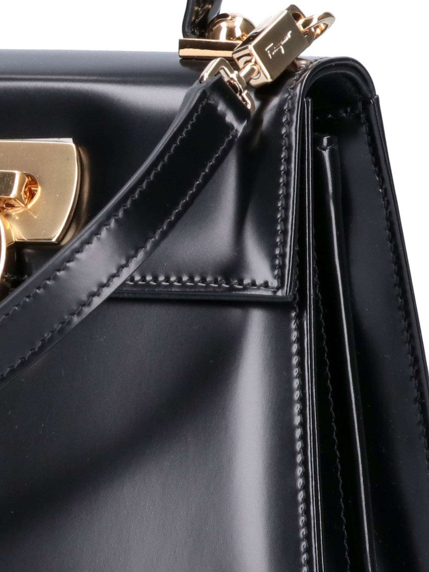 Ferragamo "Iconic S" Handbag – Black