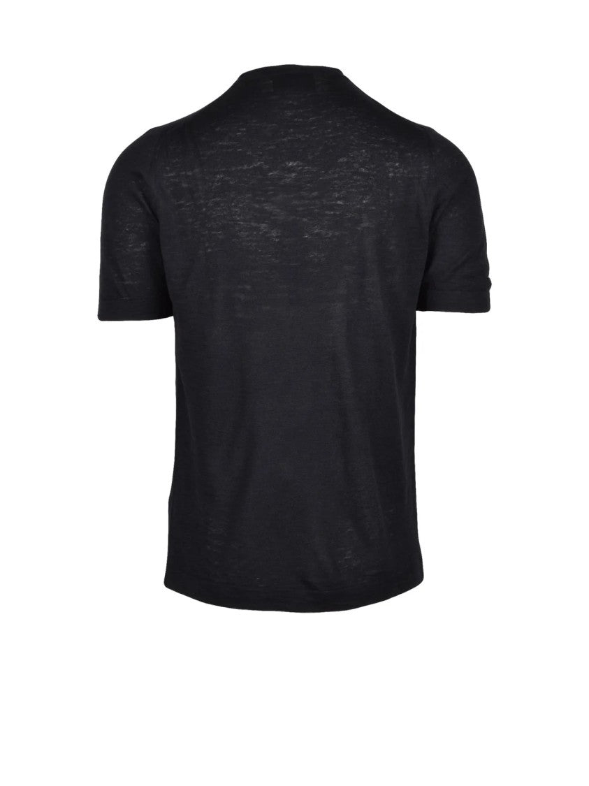 Dressism. Black Linen Cotton Knit Top