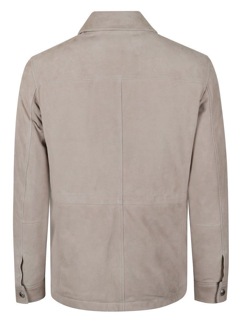 Eleventy Structured Military-Inspired Jacket With Suede-Like Texture