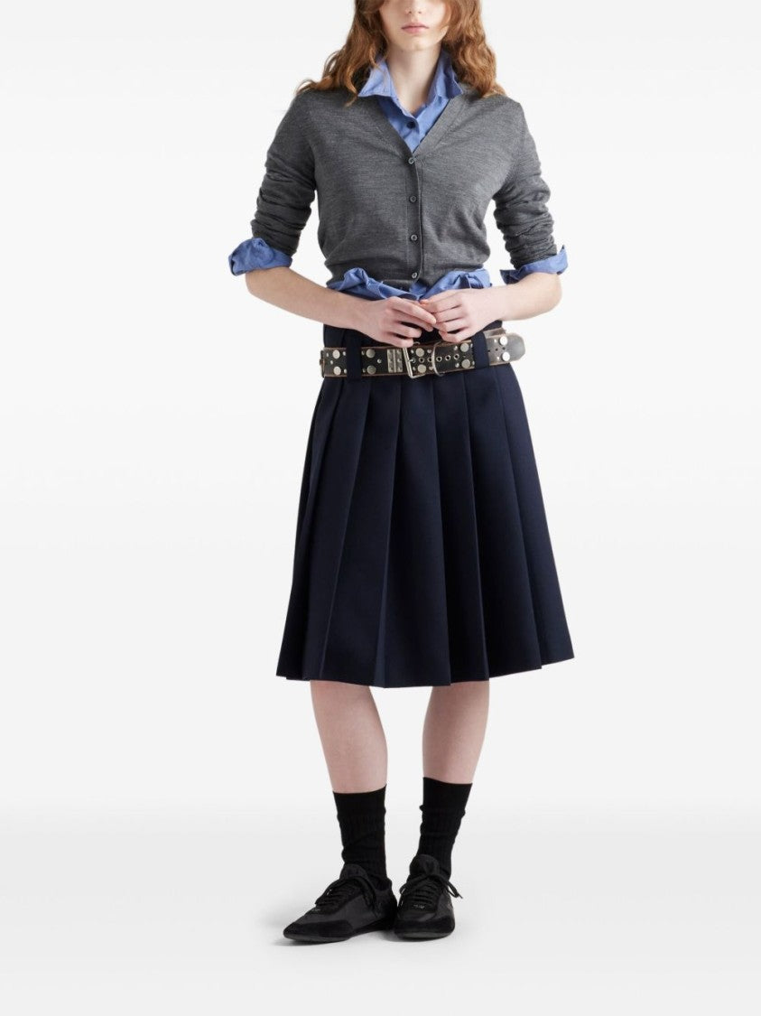 Prada Cropped Cardigan With Classic V-Neckline And Tapered Sleeves