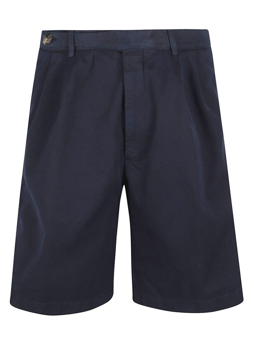 Brunello Cucinelli Tailored Blue Shorts With Flat Front And Belt Loops