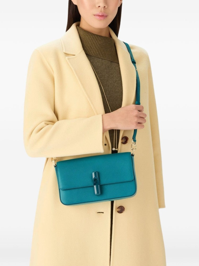 Furla Rectangular Teal Bag With Flap Closure