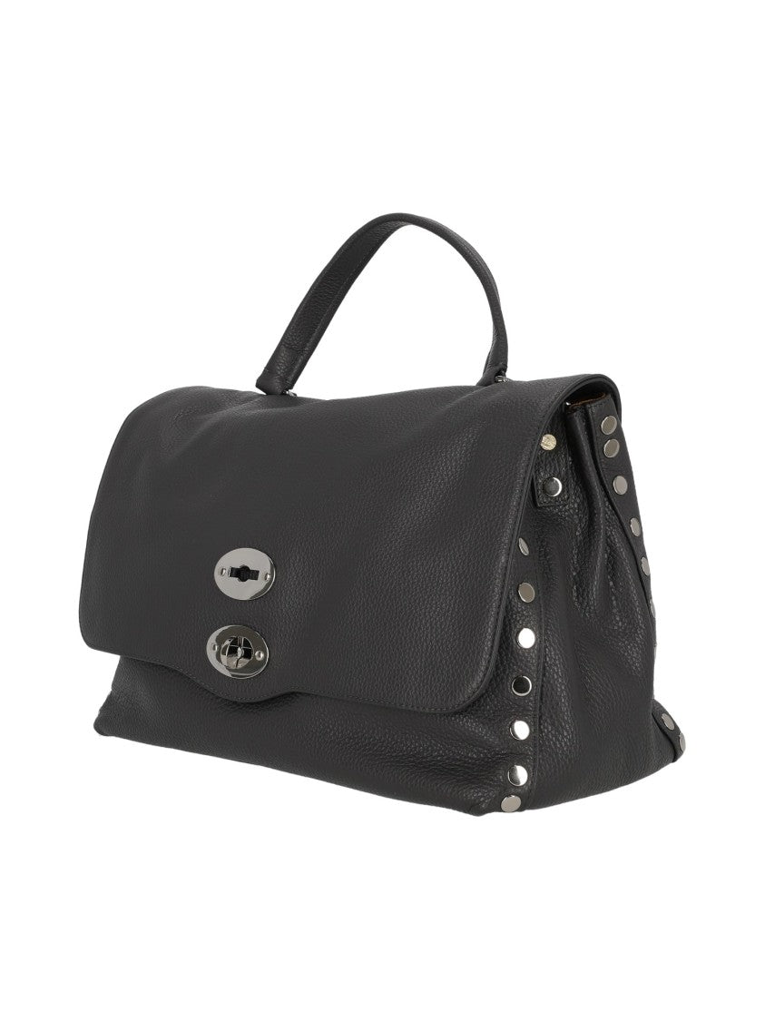 Zanellato Srl Grey Vulcano Daily Pebbled Leather Shoulder Bag