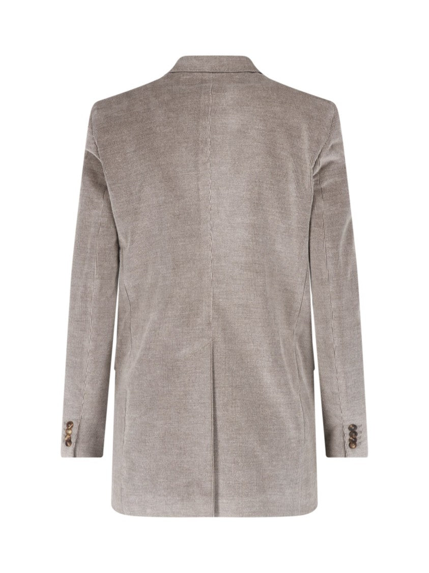 Tagliatore J-Jasmine Taupe Corduroy Double-Breasted Blazer