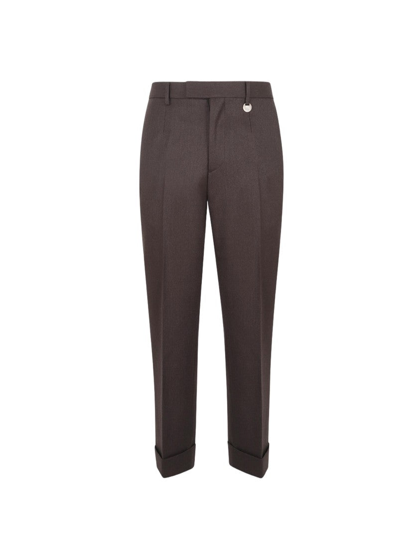 Burberry Tailored Wool Trousers With Cuffed Hems