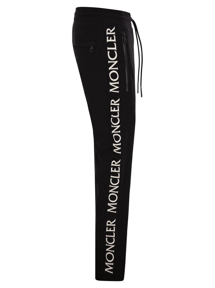 Moncler Black Cotton Fleece Trousers