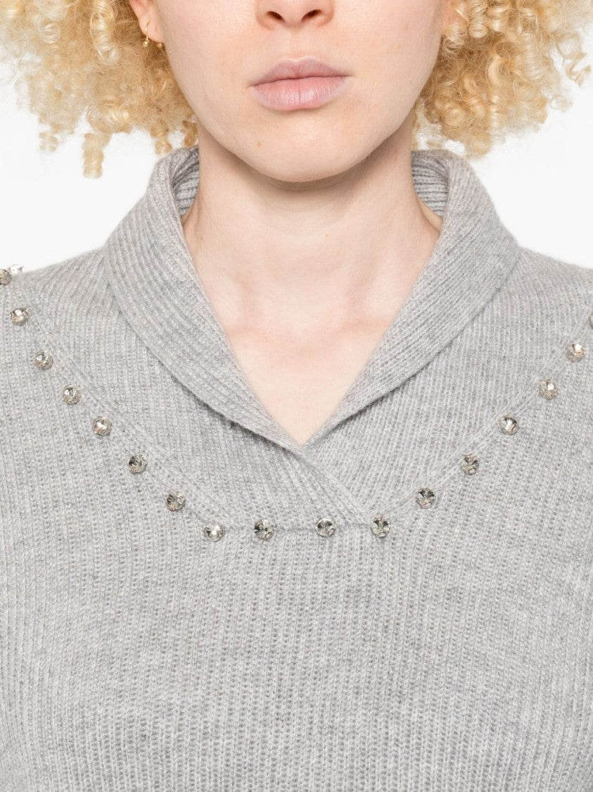 Twinset U&B Ribbed Knit Sweater With Shawl Collar