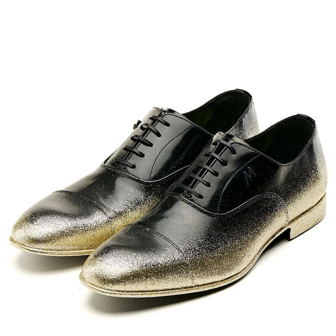 Mimanera Black Oscar Gold Glitter Leather Shoes