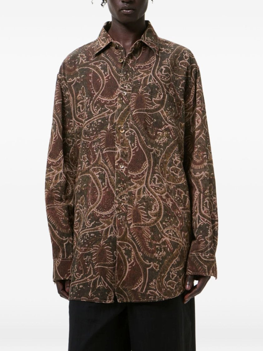 Our Legacy Brown Paisley Snake Print Shirt