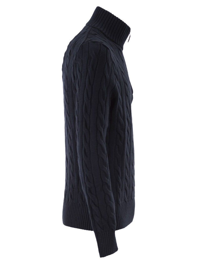 Polo Ralph Lauren Cotton Cable Knit Jumper With Zip Fastening
