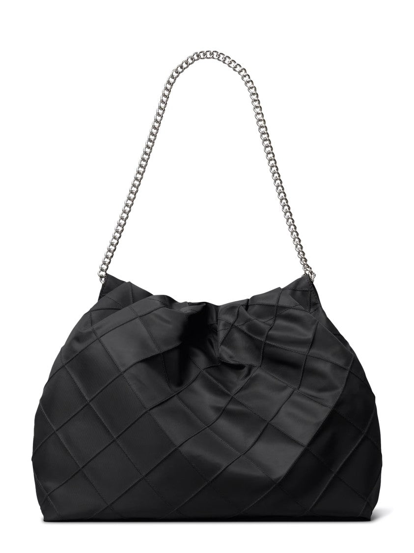 Tory Burch Quilted Nylon Hobo Bag With Chain Shoulder Strap
