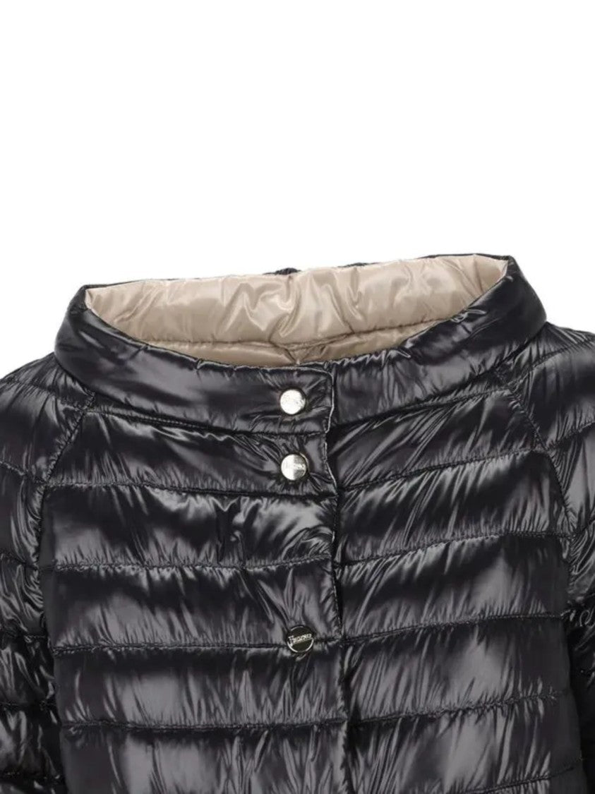 Herno Black Wide Collar Quilted Down Jacket