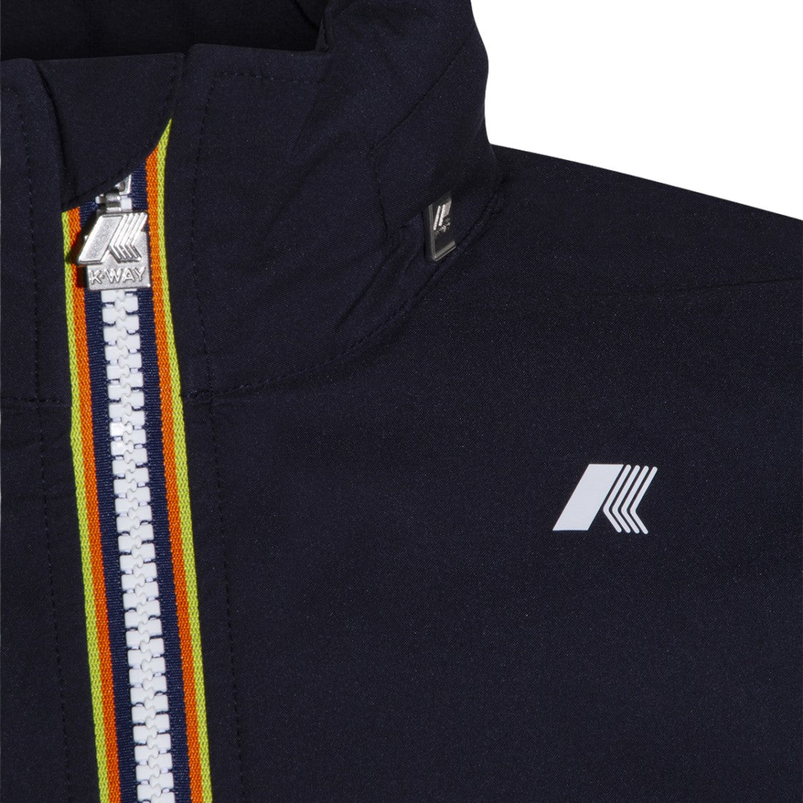 K-Way Black Jacket With Striped Trim