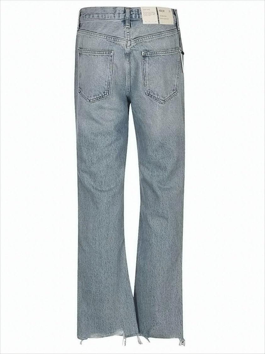Agolde Light Blue High-Waisted Denim Pants With Flared Leg