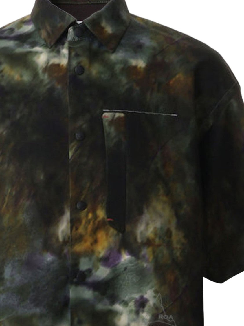 And Wander Nylon Shirt With All-Over Abstract Print