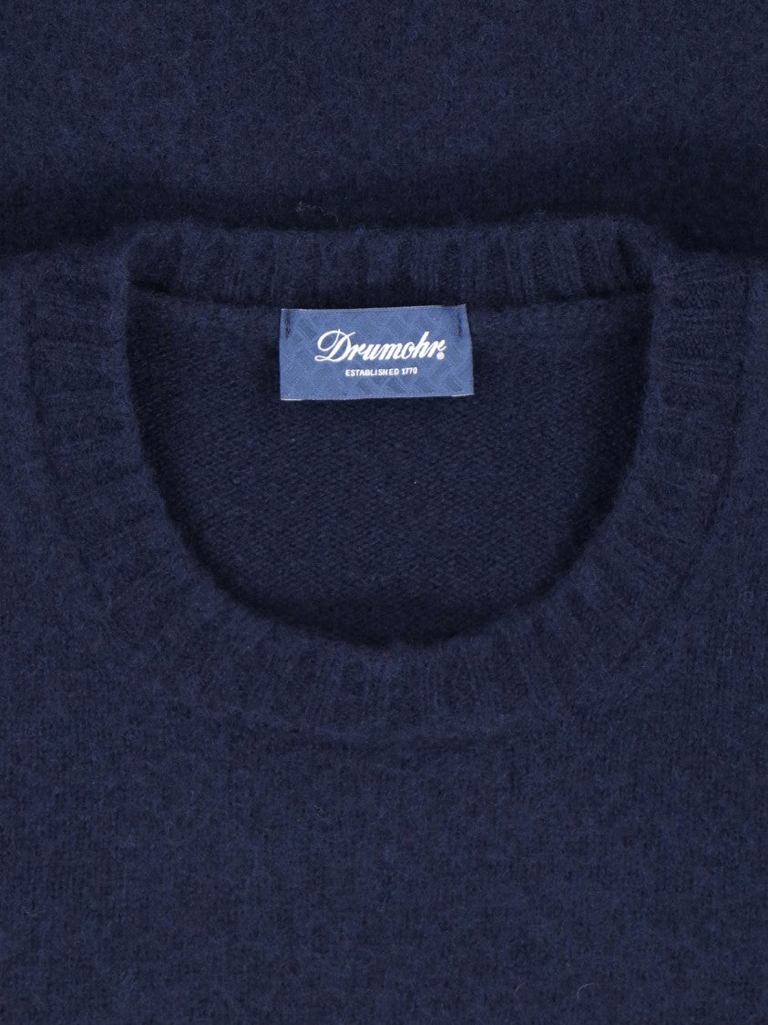 Drumohr Basic Sweater In Blue Wool Navy Tone
