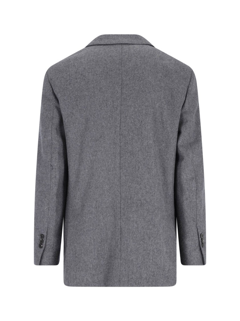 Ami Paris Single-Breasted Grey Virgin Wool Blazer With Classic Lapel