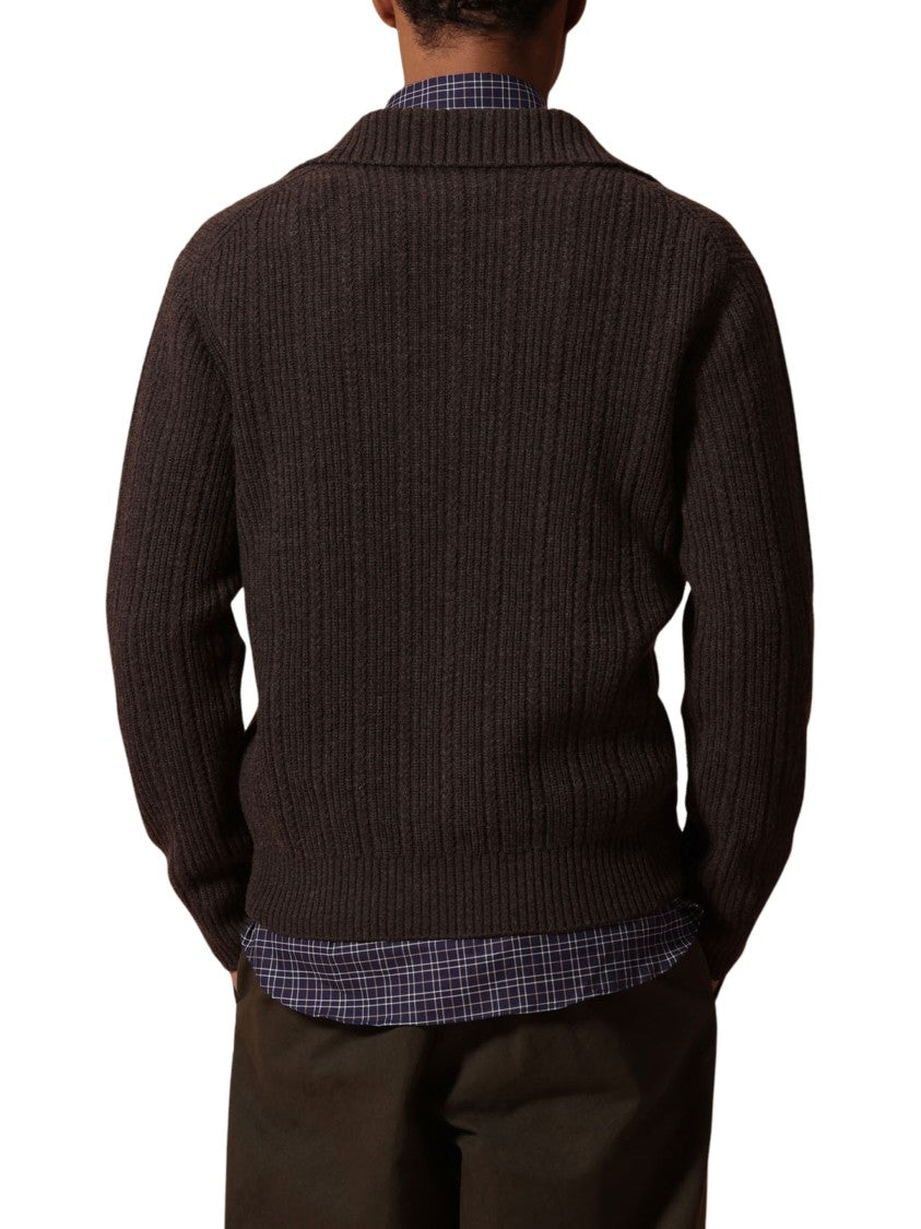 Ballantyne Half-Zip Pullover Sweater With Ribbed Collar And Vertical Texture