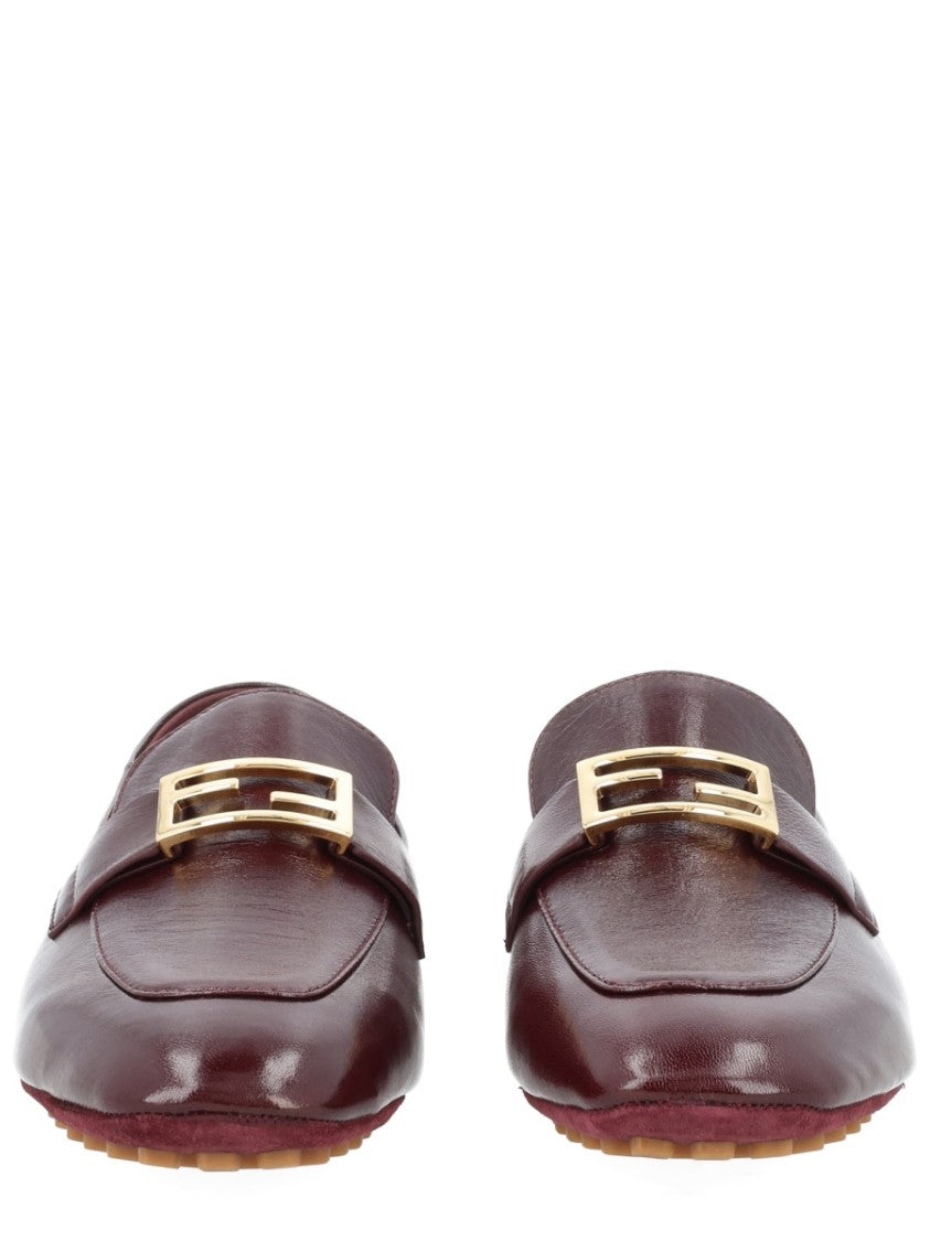 Fendi Baguette Polished Leather Loafers