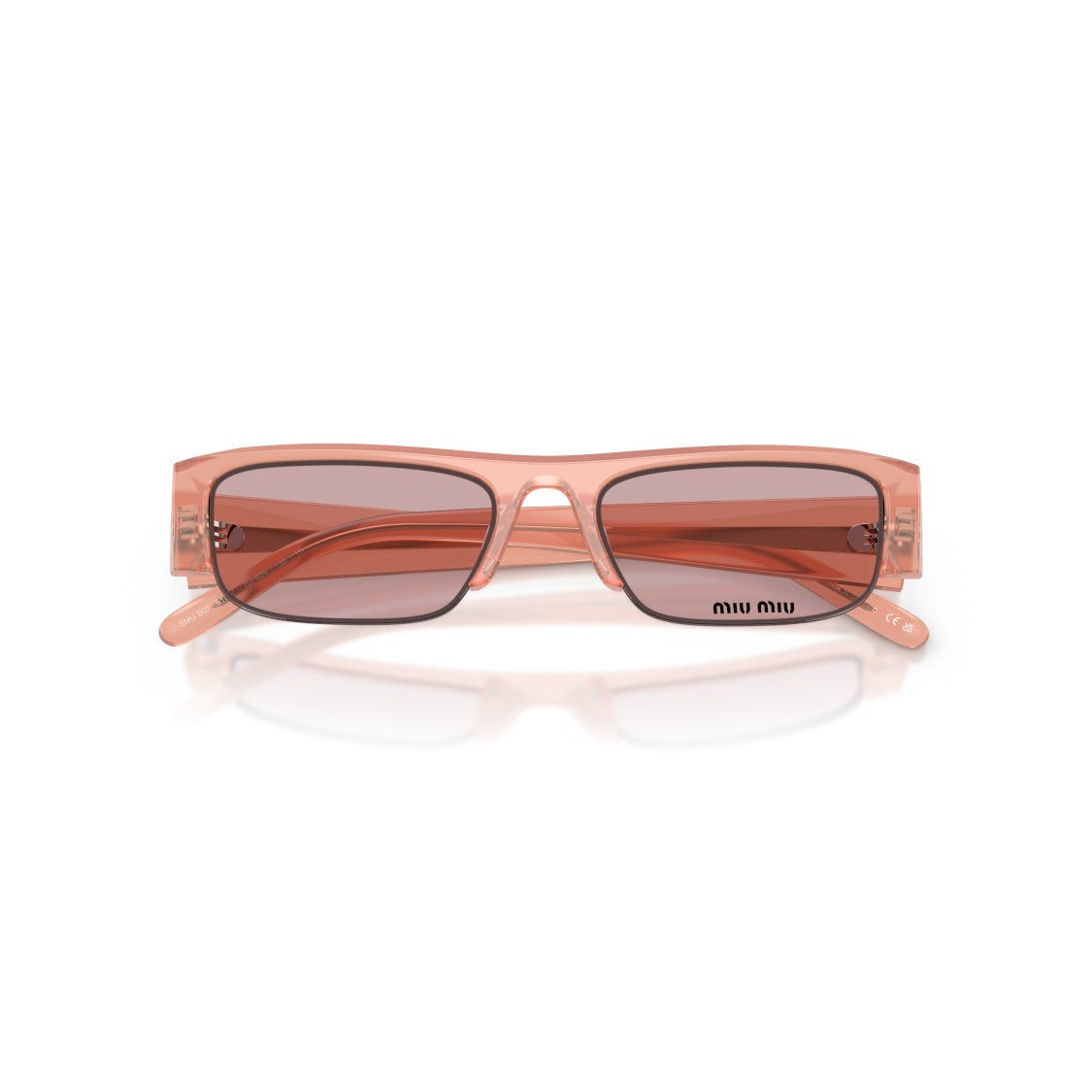 Miu Miu 0Mu B07s Translucent Peach Acetate Sunglasses