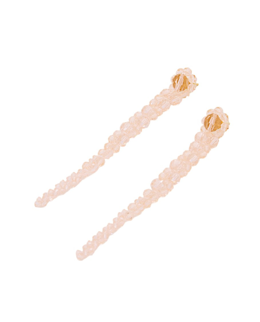 Simone Rocha Long Stud Earrings With Signature Crystal Flower Details