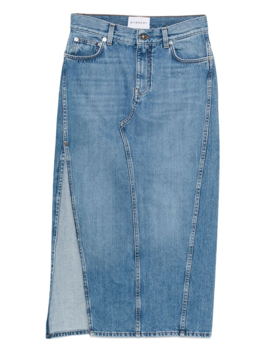 Givenchy Medium Blue Denim Side Split Skirt