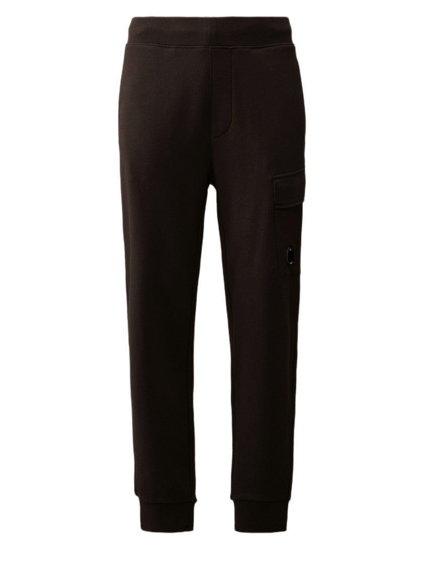 C.P. Company Regular Fit Black Cotton Cargo Pants With Lens Detail