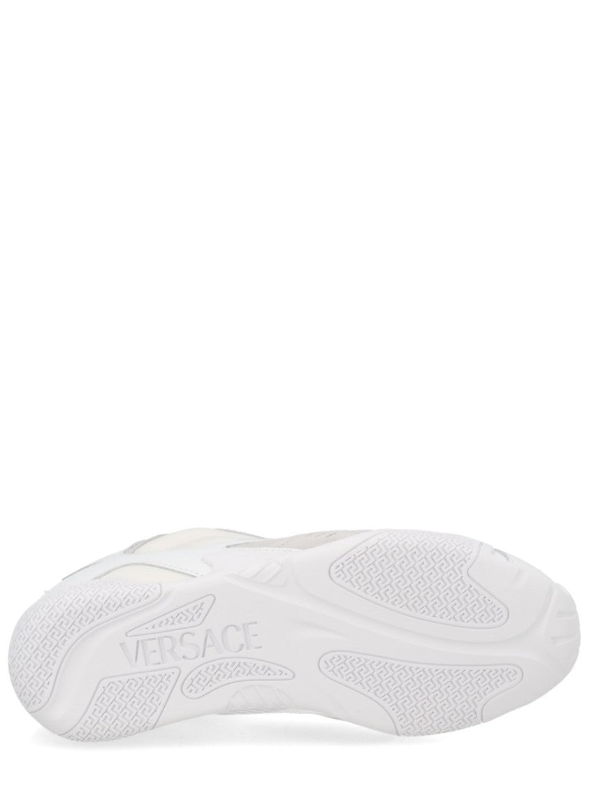Versace White Galaxia Layered Calf Leather Sneakers
