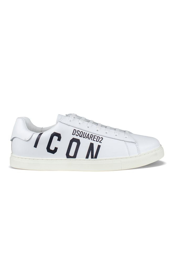Dsquared2 White Leather Sneakers With Iconic Logo Detail