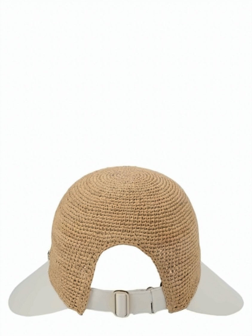 Helen Kaminski Woven Raffia Cap With Contrasting Brim And Adjustable Strap