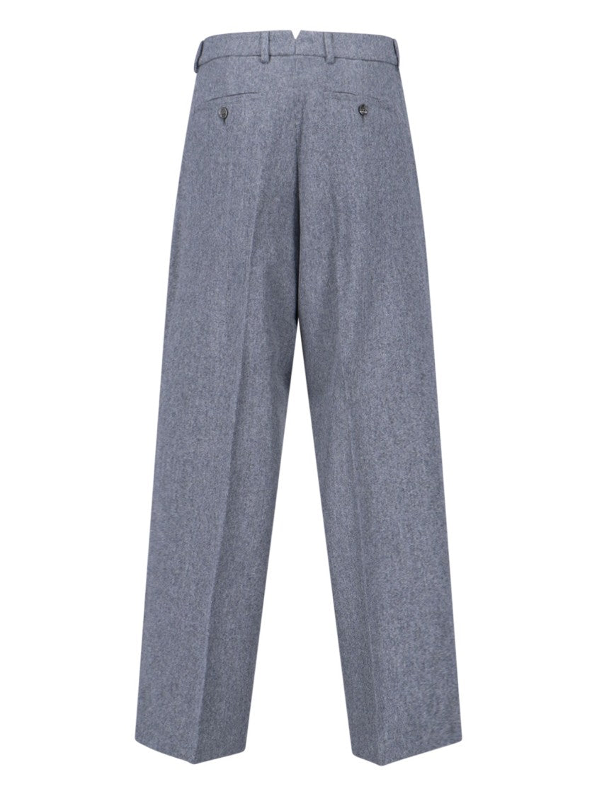 Ami Light Grey Tailored Virgin Wool Trousers