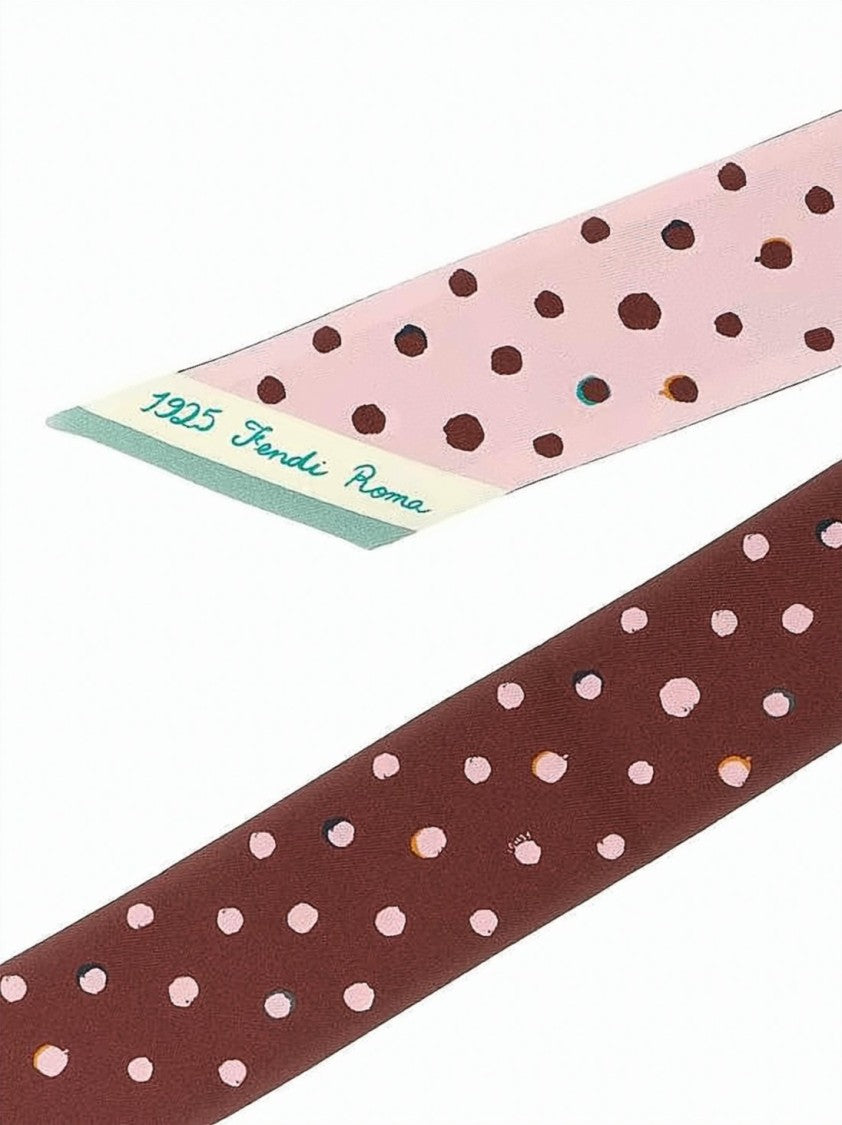 Fendi Playful Polka Dot Slim Silk Scarf
