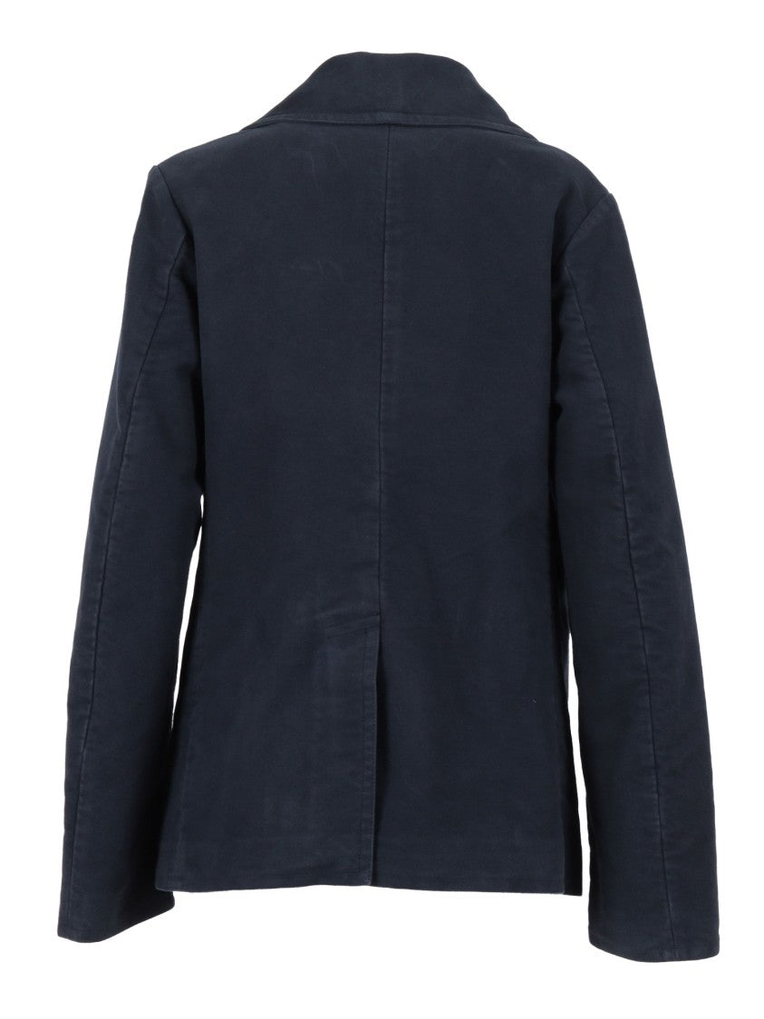 Aspesi Double-Breasted Blue Jacket With Wide Lapel