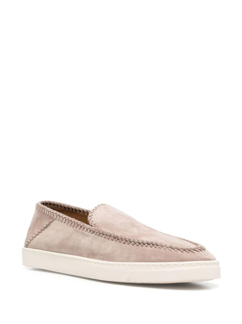 Giorgio Armani Beige Cow Leather Slip-On Trainers