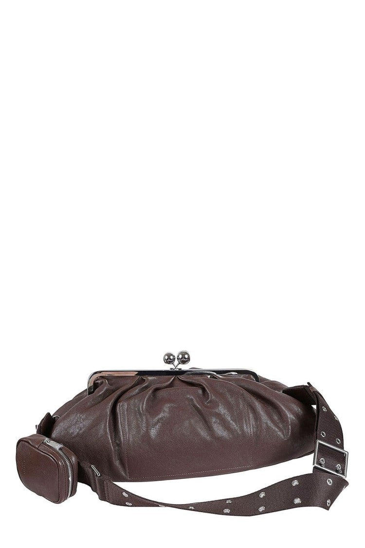 Max Mara Structured Sheepskin Leather Handbag With Top Handle