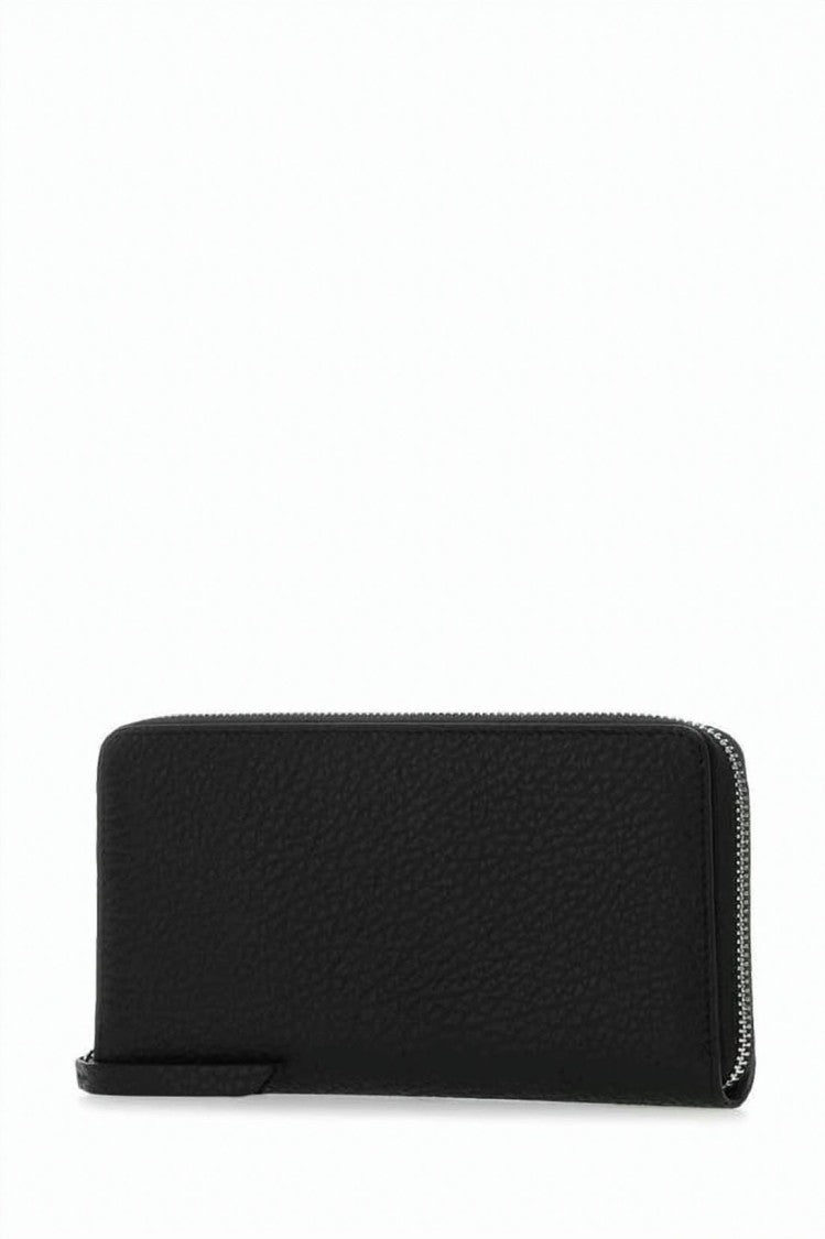 Maison Margiela Textured Leather Zip-Around Wallet With Leather Pull Tab