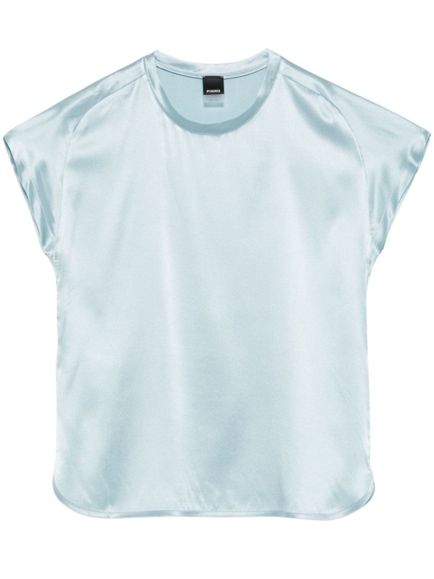 Pinko Lighe Blue Relaxed Satin Finish Top