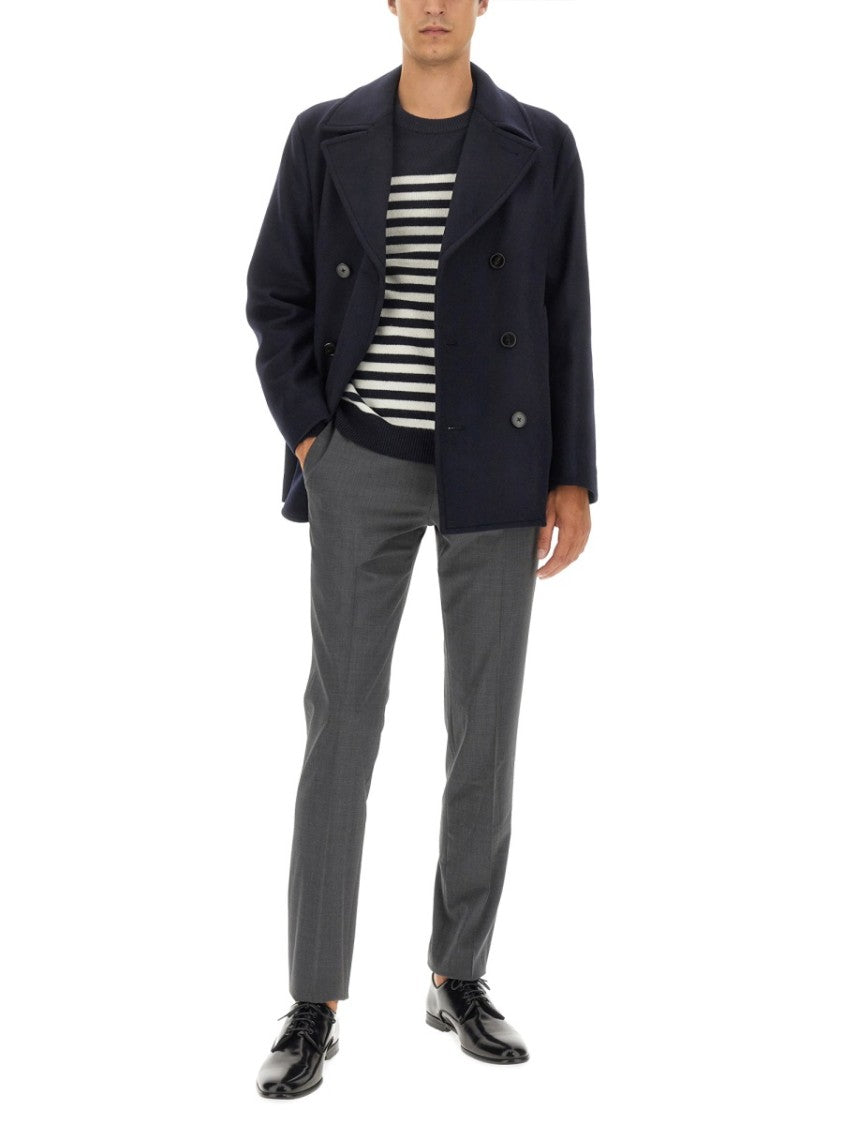 Theory Relaxed Fit Striped Wool-Cashmere Crew Neck Sweater