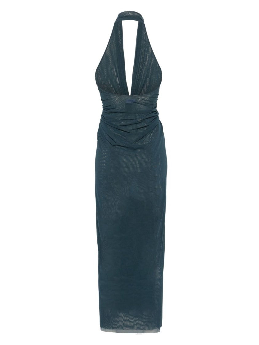 Fisico Ocean Blue Halterneck Dress With Open Back