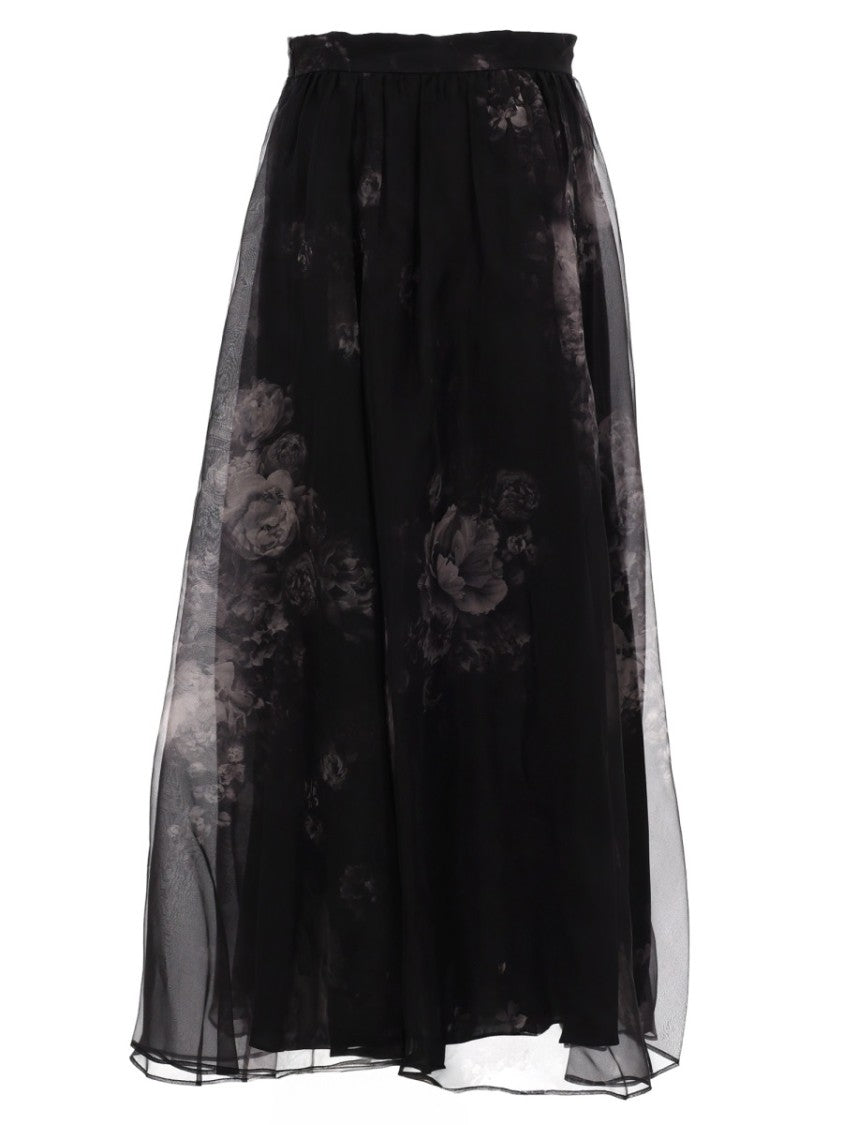Zimmermann Hypnotic Sheer Floral Silk Maxi Skirt