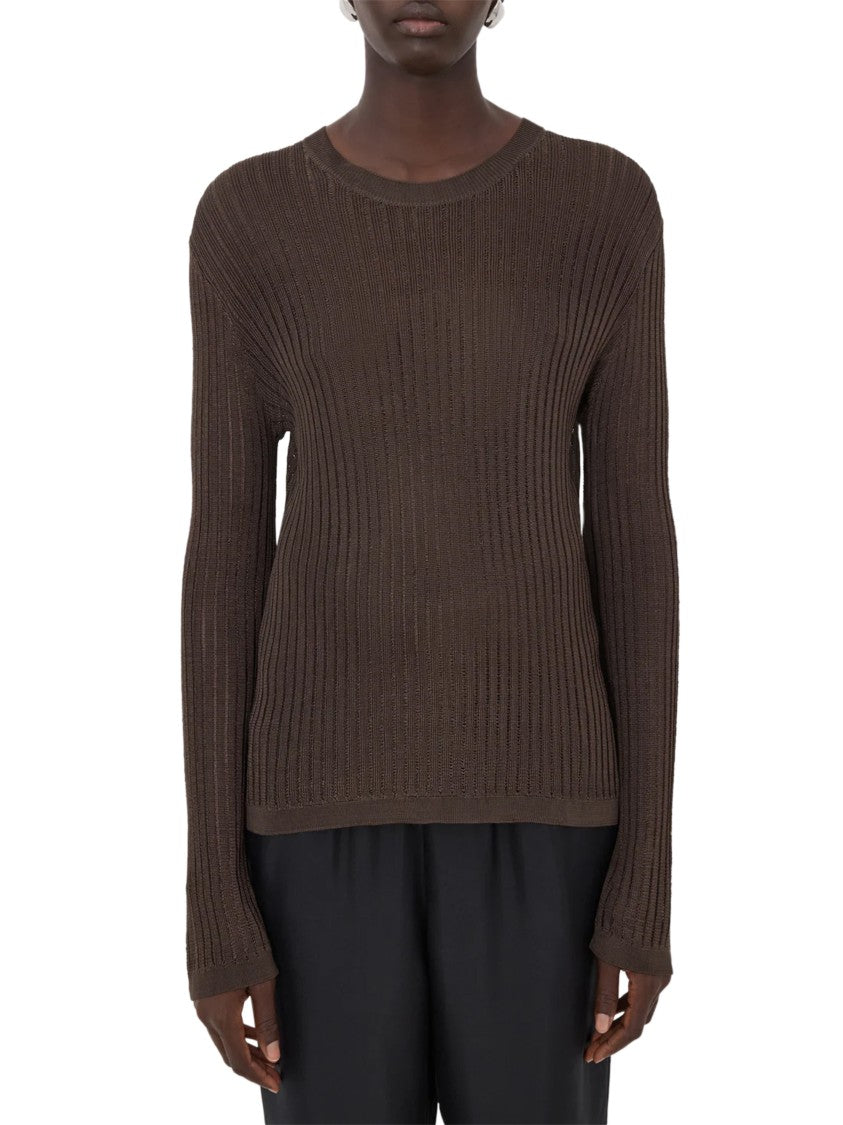 Loulou De Saison Ribbed Knit Sweater With Round Neckline