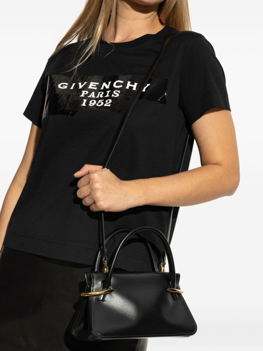 Givenchy Black Structured Trapezoidal Gold Accents Bag