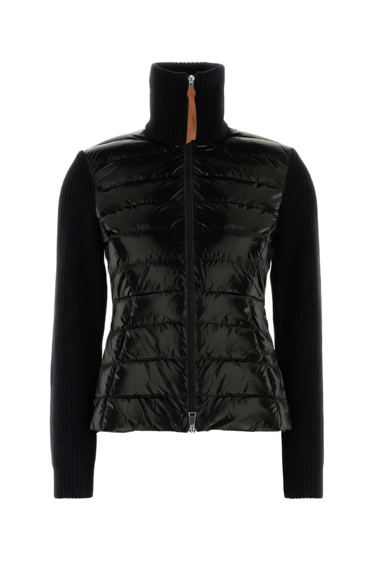 Moncler Quilted Front Cardigan With Textured Knit Back