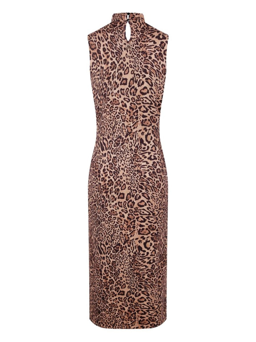 Twin-Set Form-Fitting Sleeveless Dress With Leopard Print And Sequin Detailing