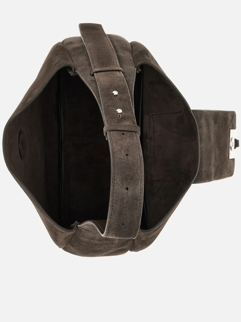 Hogan Structured Suede Handbag With Flap Closure