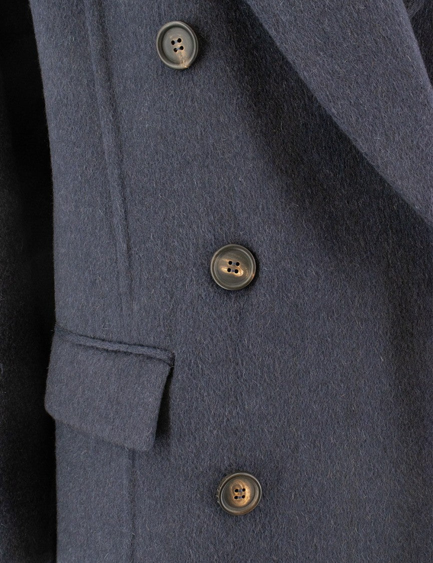 Brunello Cucinelli Double-Breasted Cashmere Coat With Notched Lapel