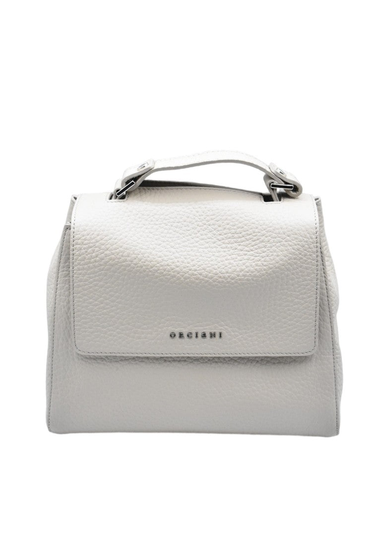 Orciani Beige Hammered Leather Conchiglia Mini Handbag