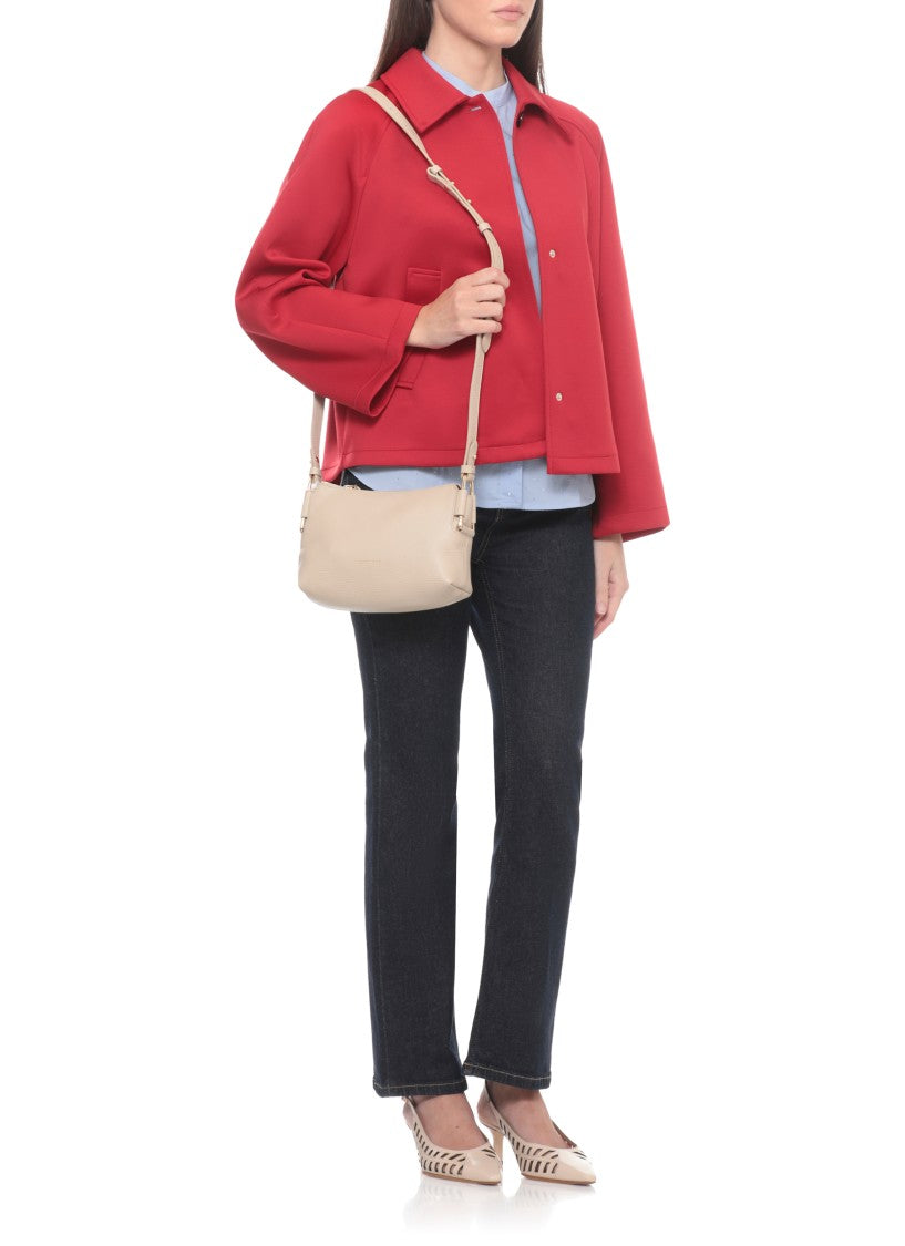 Coccinelle Mini Shoulder Bag In Pebbled Leather With Gold Accents